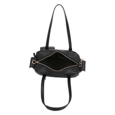 Sac bandoulière porté épaule noir uni avec une bandoulière réglable - Image 4