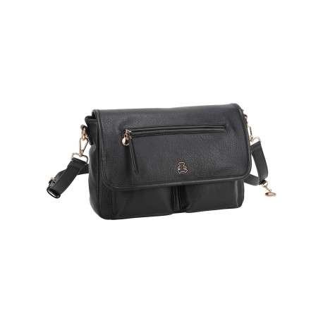 Sac noir uni avec une bandoulière réglable et une fermeture zippée - Image 2