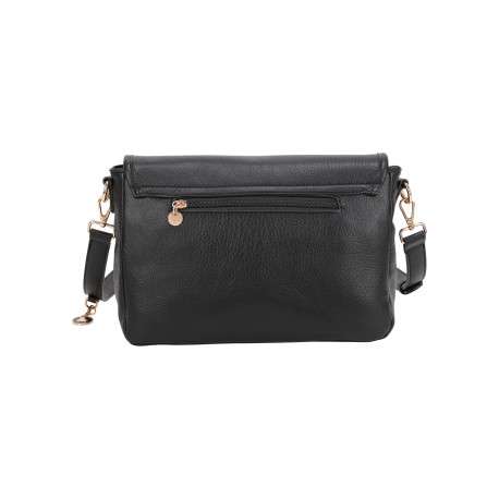 Sac noir uni avec une bandoulière réglable et une fermeture zippée - Image 3