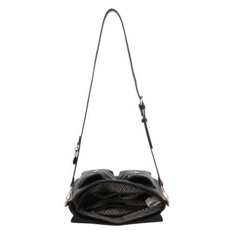 Sac noir uni avec une bandoulière réglable et une fermeture zippée - Image 4