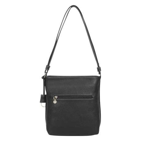 Sac bandoulière noir uni avec un logo en relief brodé à l’avant - Image 4