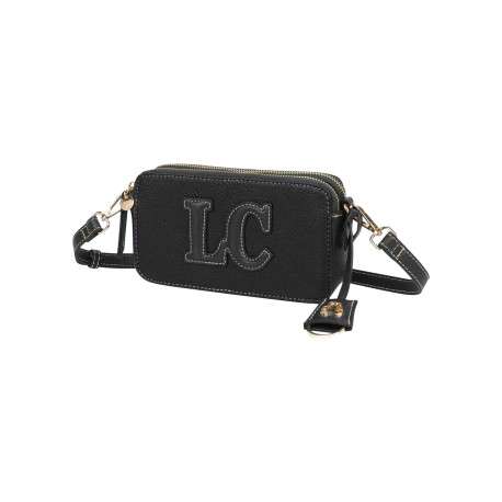 Sac bandoulière noir uni avec un gros logo de la marque à l’avant - Image 3