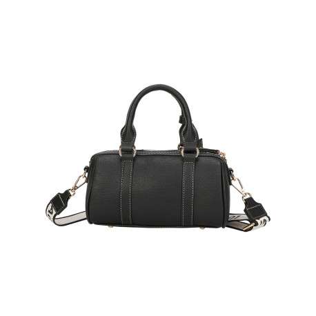Sac bowling porté main noir uni avec des petites anses et une bandoulière - Image 3