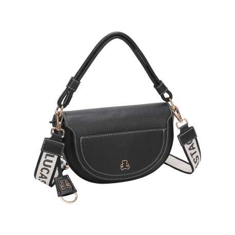 Sac à main porté main noir uni avec une poche extérieure zippée - Image 2