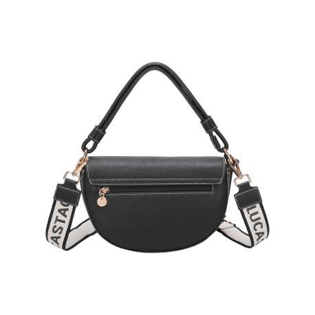 Sac à main porté main noir uni avec une poche extérieure zippée - Image 3