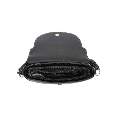 Sac à main porté main noir uni avec une poche extérieure zippée - Image 4