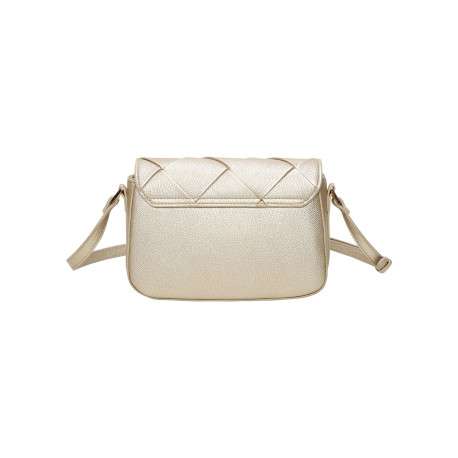 Sac porté épaule or uni avec une bandoulière réglable et un effet tressé - Image 3
