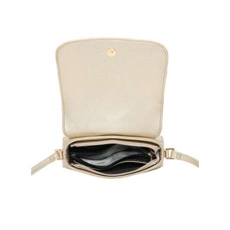 Sac porté épaule or uni avec une bandoulière réglable et un effet tressé - Image 4
