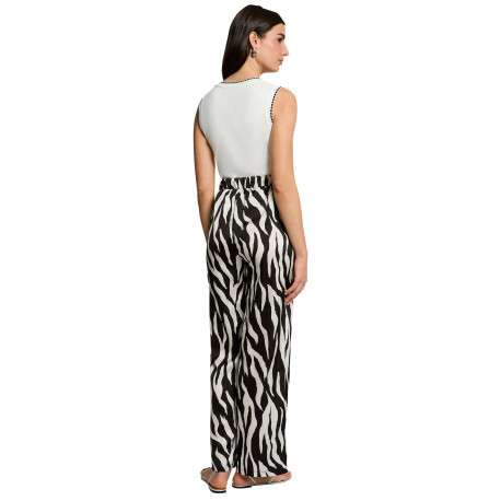 Pantalon noir orné d'un motif animalier et pourvu d'une taille élastiquée - Image 4