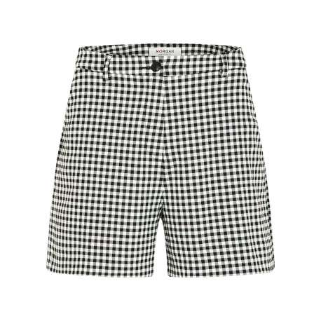 Short chino noir à coupe droite pourvu d'une fermeture boutonnée