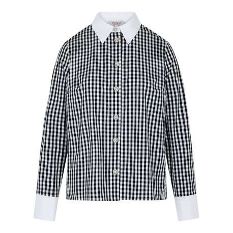 Chemisier en coton noir à coupe ample pourvu d'un col à revers