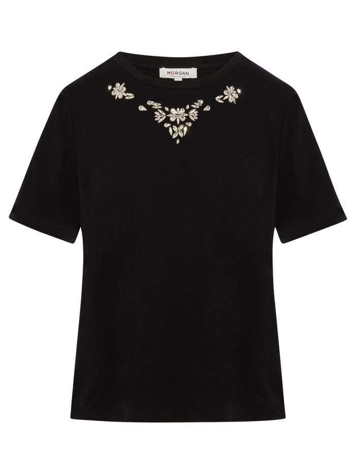 T-shirt en coton noir à...