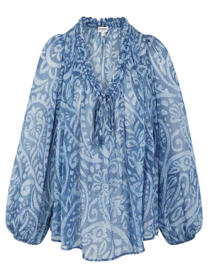 Blouse bleue à coupe ample...