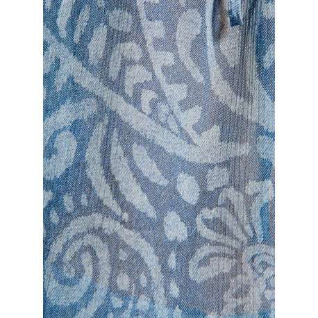 Blouse bleue à coupe ample pourvu d'un col v et de manches longues - Image 2