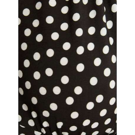 Robe longue noire à coupe droite pourvue d'un col v et de manches courtes - Image 2