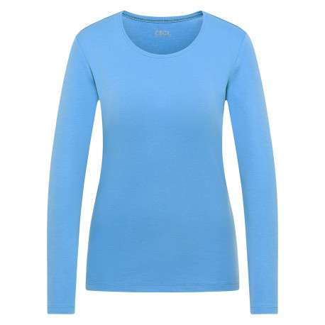 T-shirt en coton biologique bleu uni pourvu d'une coupe ajustée