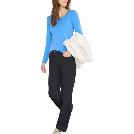 T-shirt en coton biologique bleu uni pourvu d'une coupe ajustée - Image 4