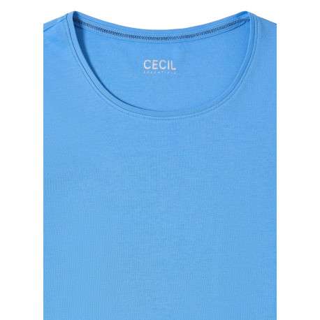 T-shirt en coton biologique bleu uni pourvu d'une coupe ajustée - Image 7