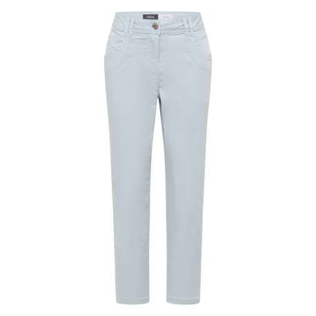 Pantalon en coton bleu clair uni pourvu d'une coupe doite et de multiples poches