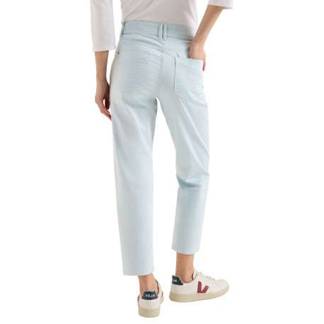 Pantalon en coton bleu clair uni pourvu d'une coupe doite et de multiples poches - Image 3