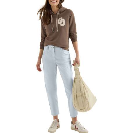 Pantalon en coton bleu clair uni pourvu d'une coupe doite et de multiples poches - Image 4