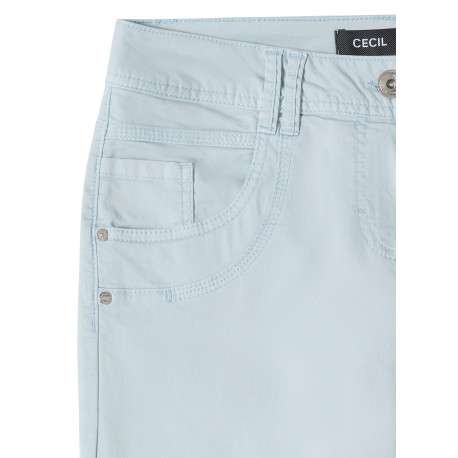 Pantalon en coton bleu clair uni pourvu d'une coupe doite et de multiples poches - Image 6