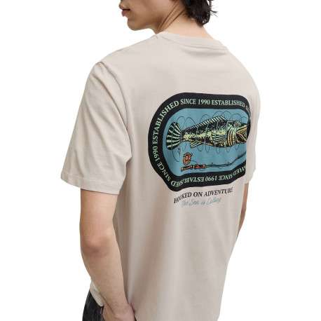 T-shirt en coton beige imprimé avec une coupe droite et un col rond - Image 6