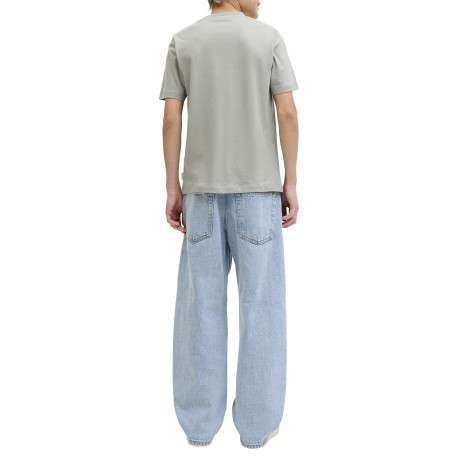 T-shirt en coton biologique kaki imprimé avec une coupe droite et un col rond - Image 4
