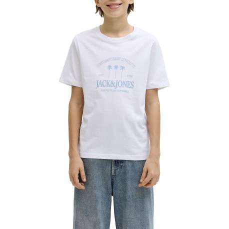 T-shirt en coton biologique blanc imprimé avec une coupe droite et un col rond - Image 5
