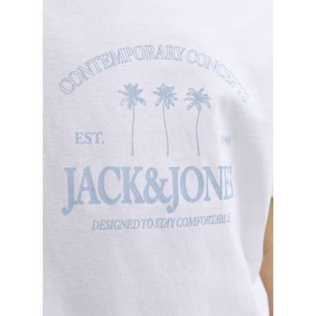 T-shirt en coton biologique blanc imprimé avec une coupe droite et un col rond - Image 7