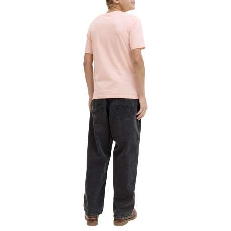 T-shirt en coton biologique corail imprimé avec une coupe droite et un col rond - Image 4