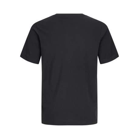 T-shirt en coton biologique noir imprimé avec une coupe droite et un col rond - Image 2