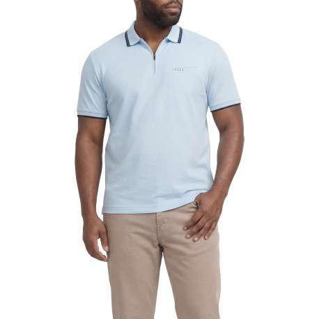 Polo ciel uni avec une coupe droite, un col zippé et des manches courtes - Image 3