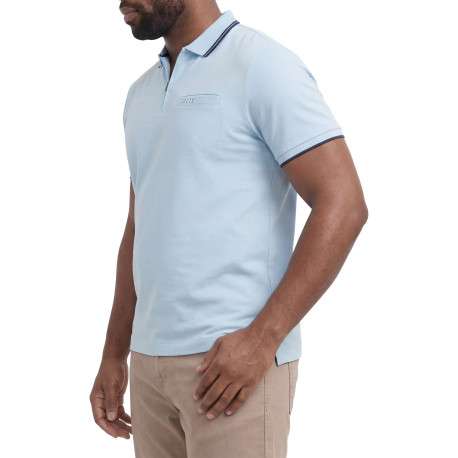 Polo ciel uni avec une coupe droite, un col zippé et des manches courtes - Image 4