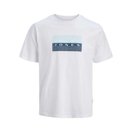 T-shirt en coton blanc imprimé avec une coupe droite et un col rond