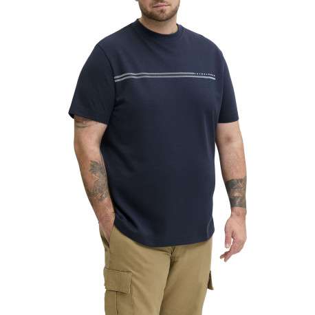 T-shirt marine uni avec une coupe droite, un col rond et des manches courtes - Image 4