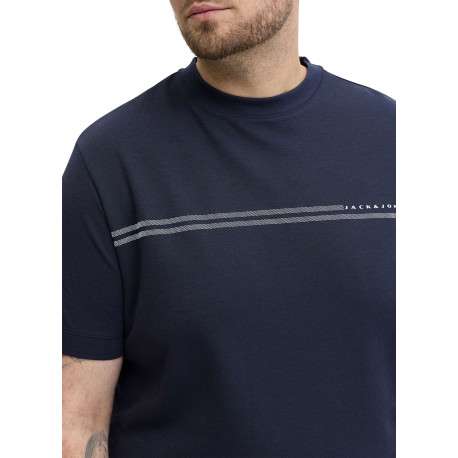 T-shirt marine uni avec une coupe droite, un col rond et des manches courtes - Image 5