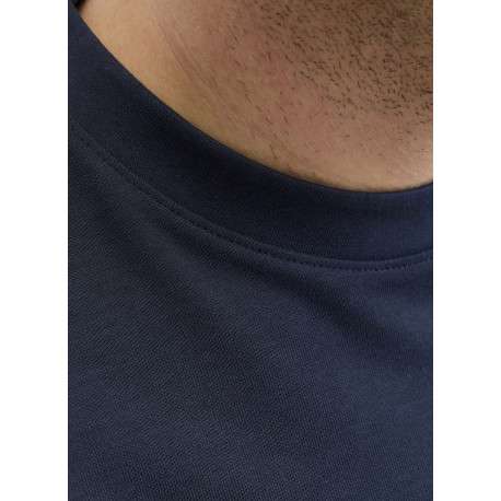 T-shirt marine uni avec une coupe droite, un col rond et des manches courtes - Image 6