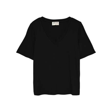 T-shirt noir uni avec une coupe ajustée et des manches courtes