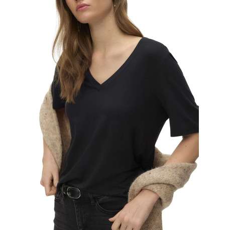 T-shirt noir uni avec une coupe ajustée et des manches courtes - Image 2
