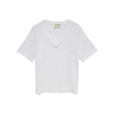 T-shirt blanc uni avec une coupe ajustée et des manches courtes