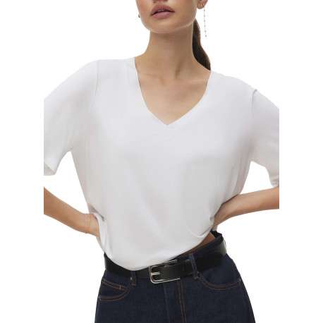 T-shirt blanc uni avec une coupe ajustée et des manches courtes - Image 2