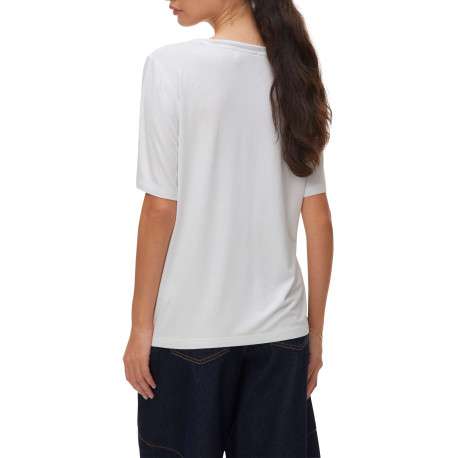 T-shirt blanc uni avec une coupe ajustée et des manches courtes - Image 4
