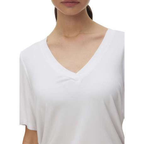 T-shirt blanc uni avec une coupe ajustée et des manches courtes - Image 5