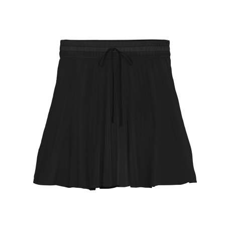Jupe courte noire unie avec un lien à nouer et une taille élastiquée