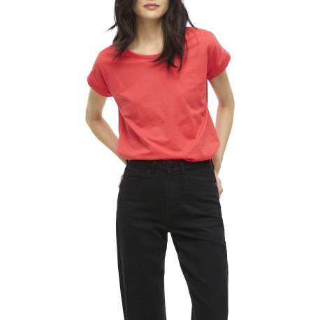 T-shirt rouge uni avec une coupe ajustée et des manches courtes - Image 3