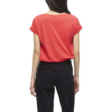 T-shirt rouge uni avec une coupe ajustée et des manches courtes - Image 4