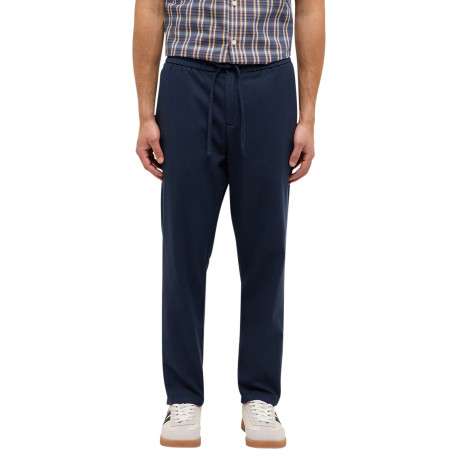 Pantalon chino en coton marine uni avec une coupe droite à zip et à bouton - Image 3