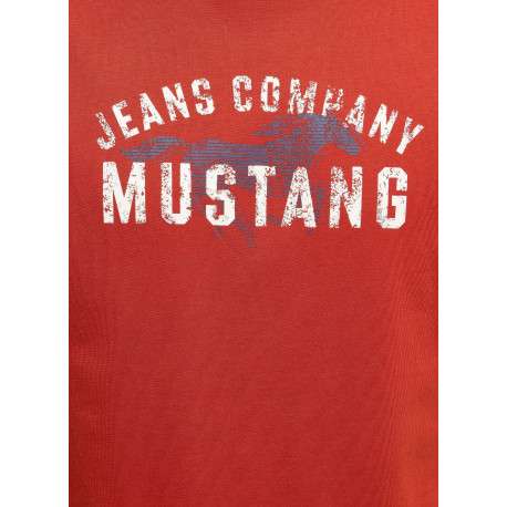 T-shirt en coton rouge à imprimé avec une coupe droite et un col rond - Image 2