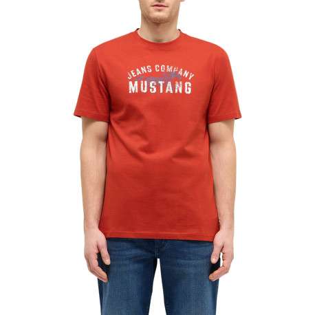 T-shirt en coton rouge à imprimé avec une coupe droite et un col rond - Image 3